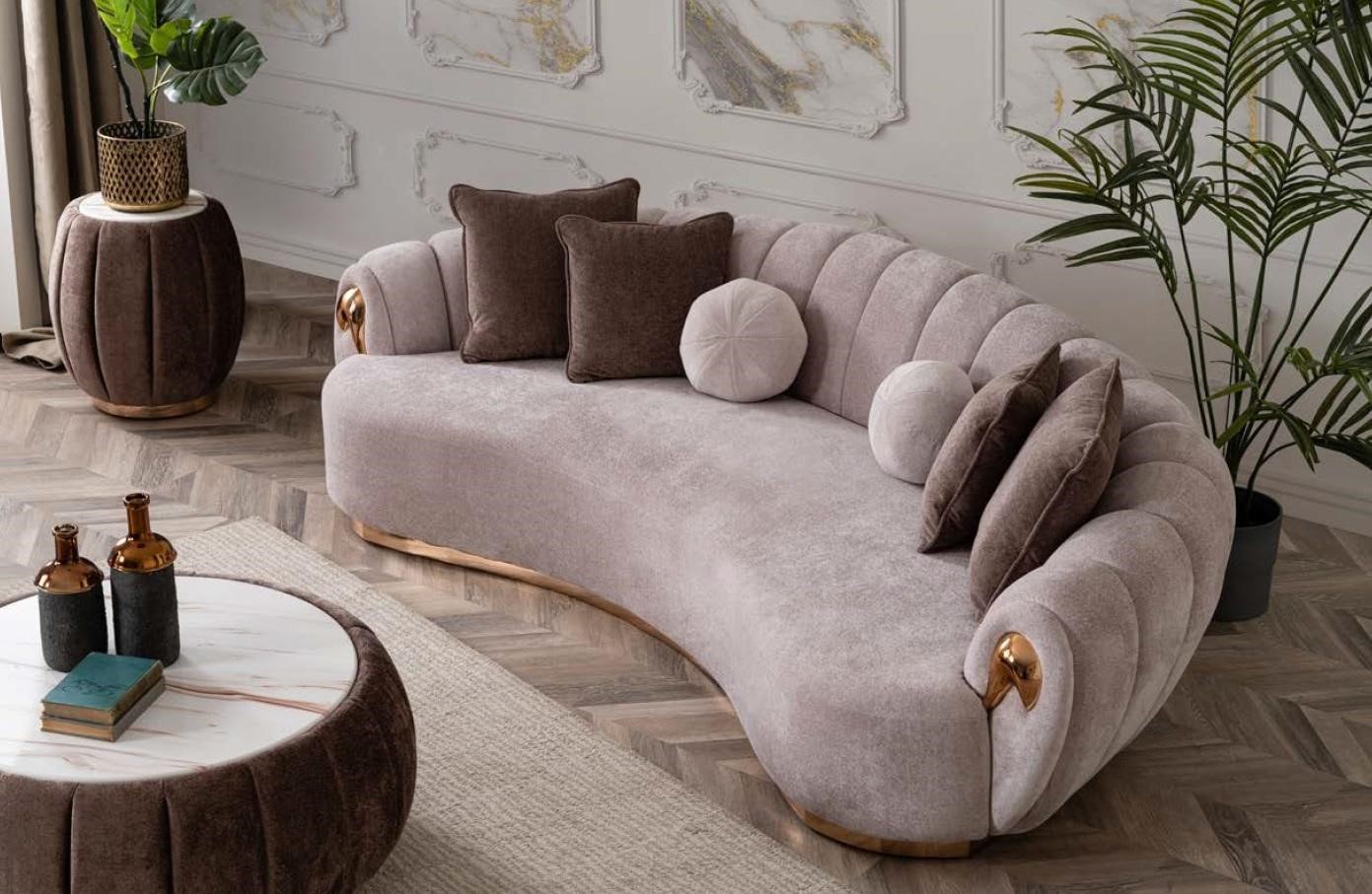 Luxury Sofa Big Couch Round Couches xxl Sofas Seating Fabric 263cm Grey