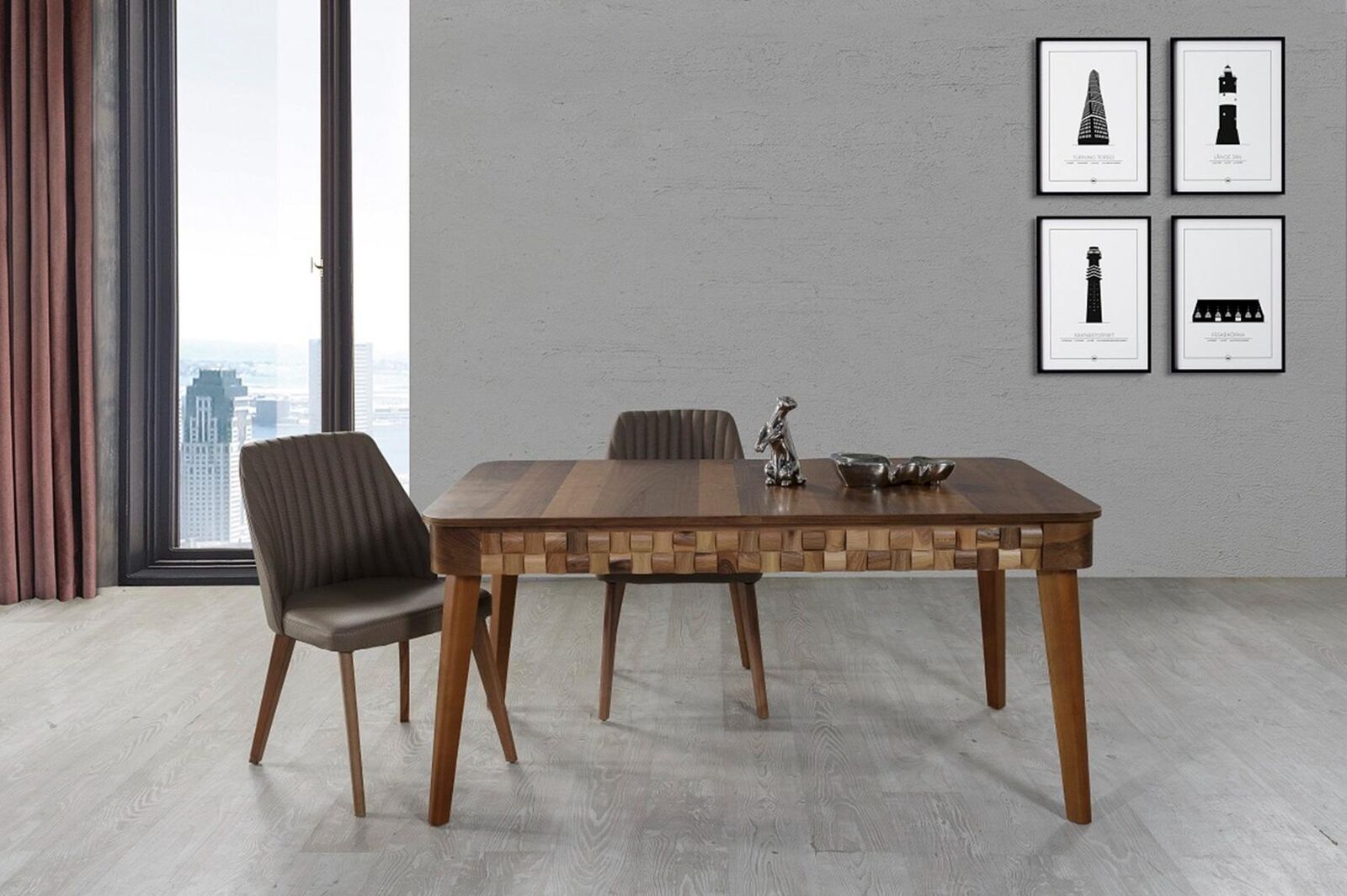 Italian dining room dining set table 2x chairs group 3 pieces. Dining group set