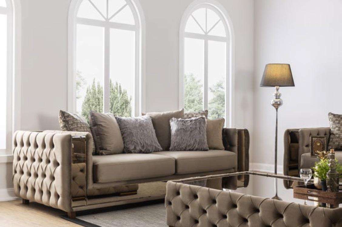 Chesterfield Sofa 4 Seat Living Room Modern Design Blue Sofas Textile Couches