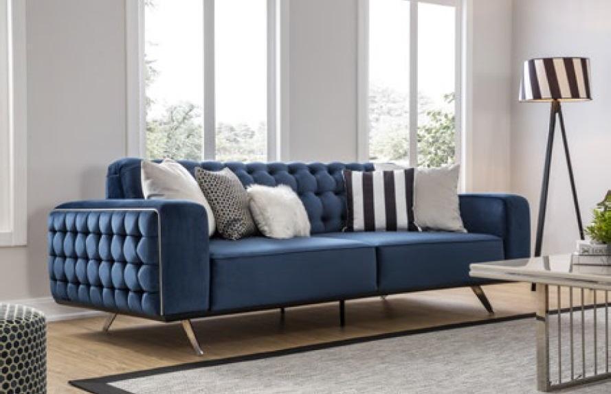 Classic Chesterfield 3 Seater Furniture Sofa Luxury Couches Blue 3 seat sofas
