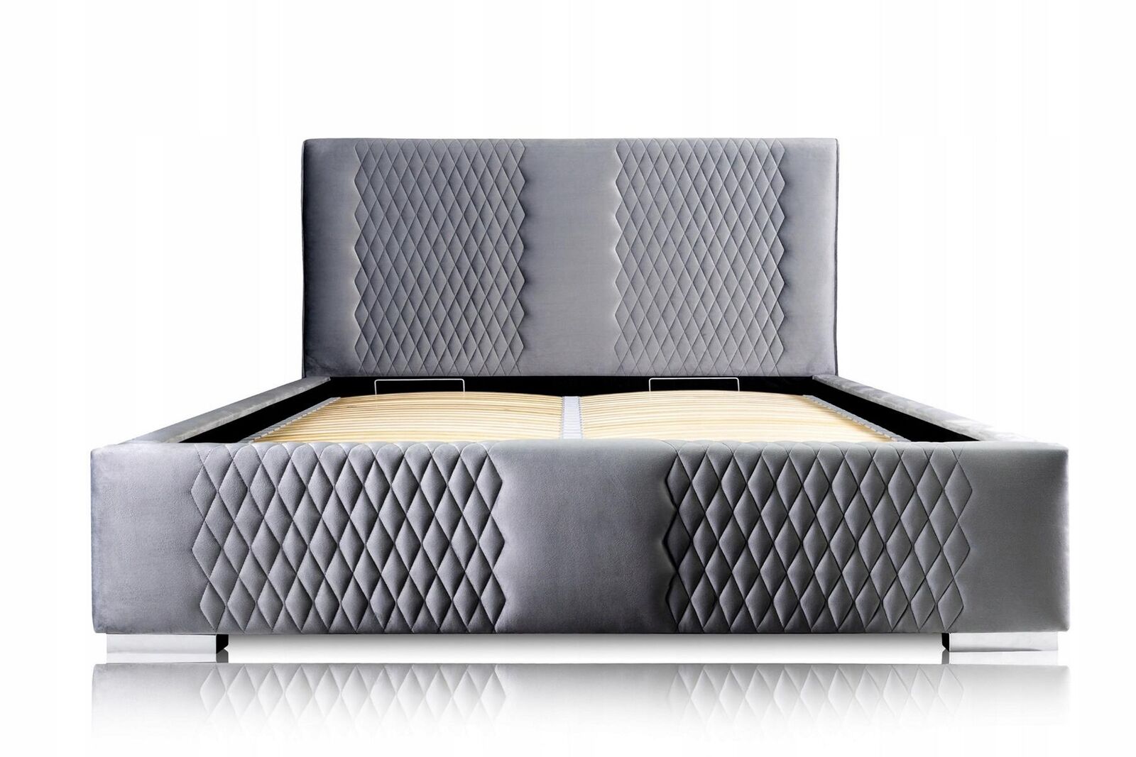 Bed gray double bed modern elegant bed upholstery fabric bedroom modern new