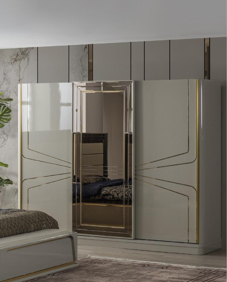 Luxury wardrobe wooden wardrobe closet bedroom wardrobes beige
