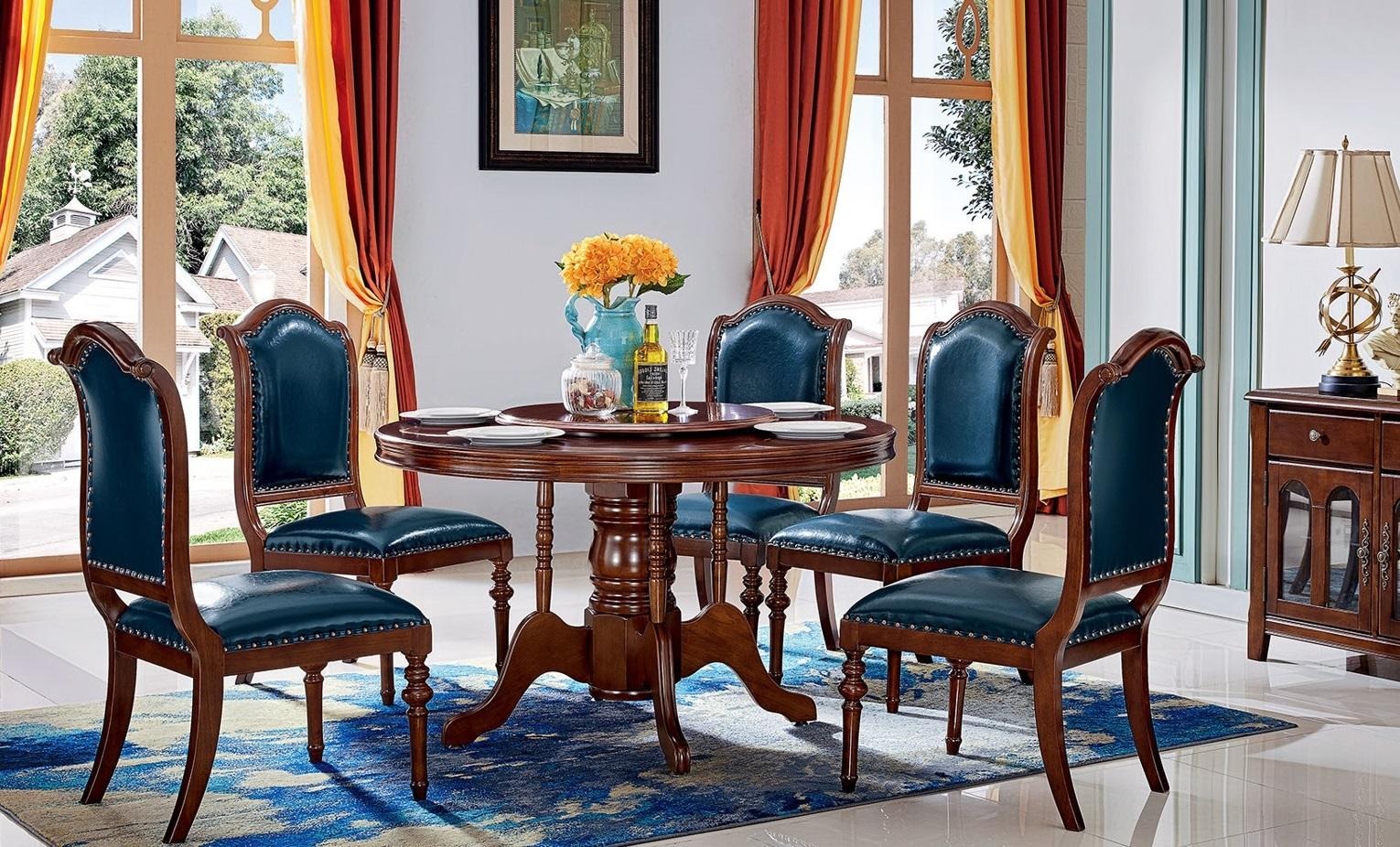 Complete Set Dining Table 6 Chairs Dining Set Wood 7pcs