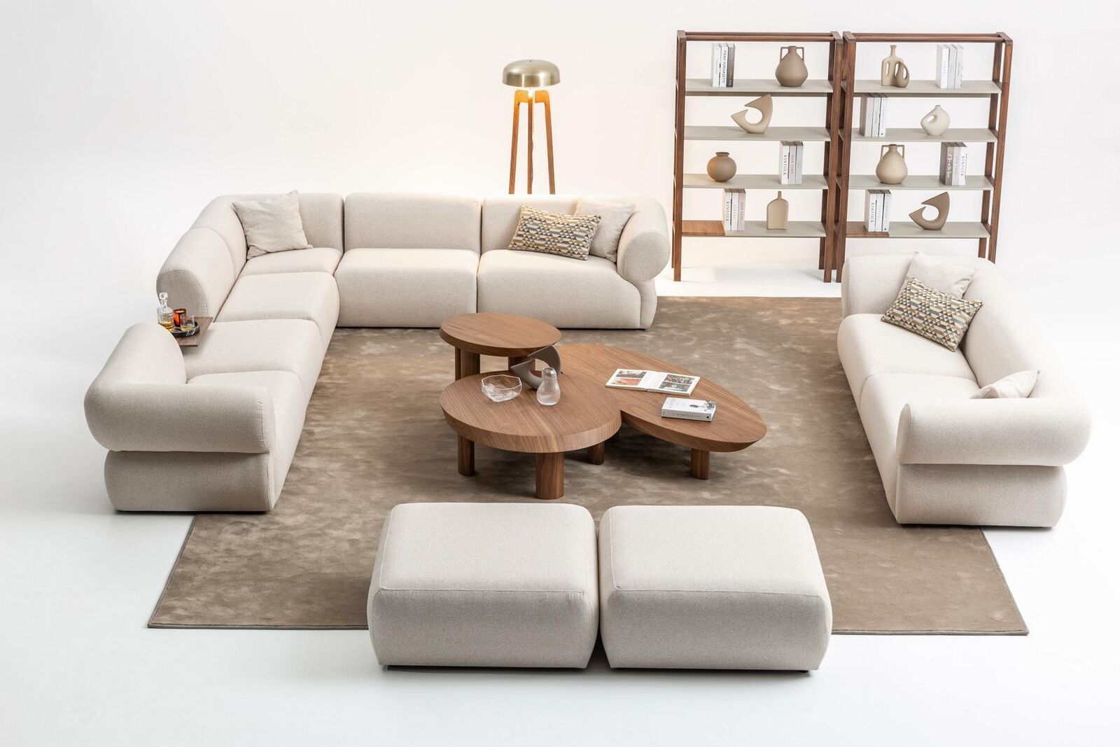Sofa set living room sofa set L-shape 3 seater stool set modern design