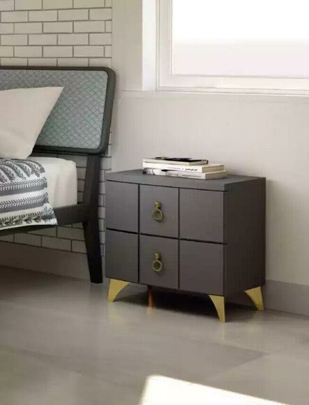 Bedroom bedside table end table design modern new gray wood