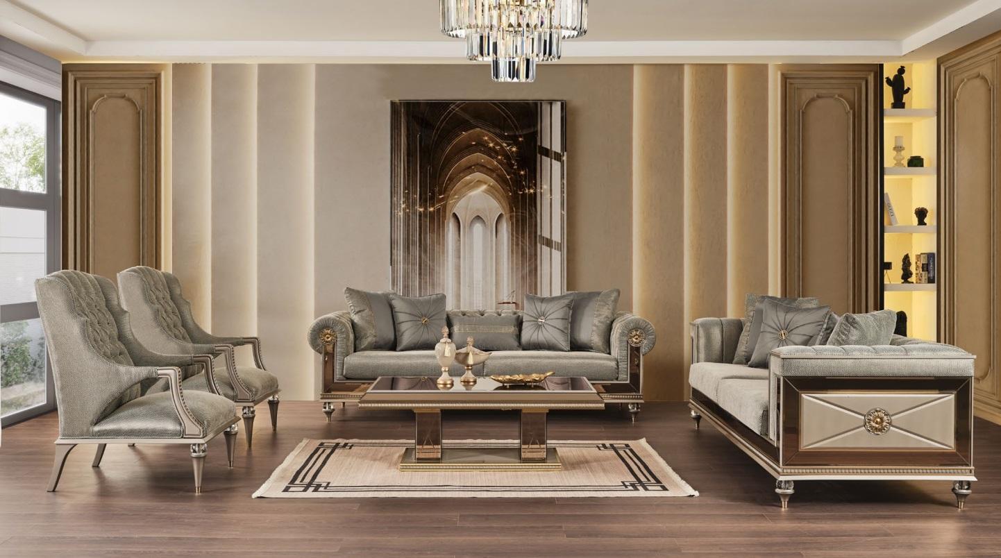 Couch set sofa set three-seater armchair gray fabric fabric sofa 4 pieces