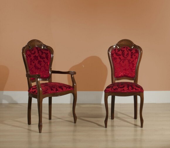 Dining chair baroque armrest dining room chairs design textile luxury red