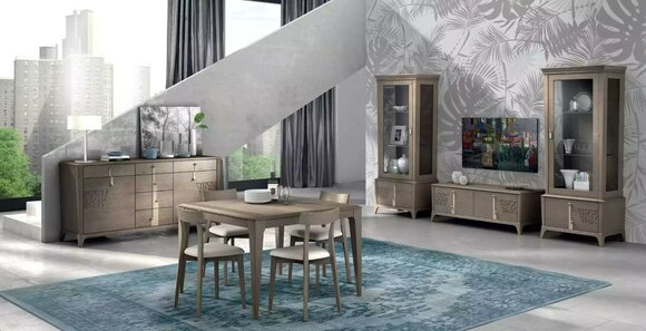 Dining room set dining table 4x chairs sideboard TV stand 9 pieces Luxurious