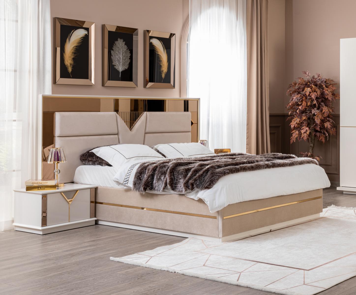 Bedside Table Bedroom Luxury Furniture Wood Beige Style Modern Bedside Tables