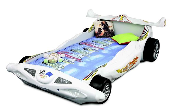 White Children\'s Bed Luxury Racing Car Designer Wooden Children\'s Room Furniture New