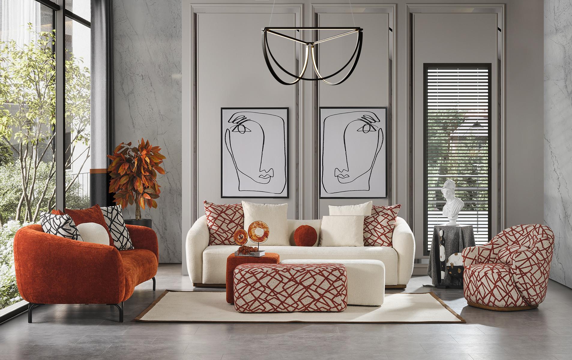 Sofa Set 431 Stools Coffee Table Seater Living Room Design 5pcs