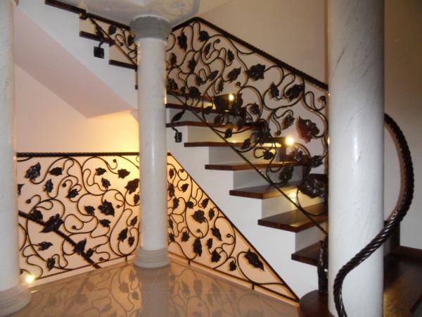 Stair railing handrail real wood metal custom-made railing model #355