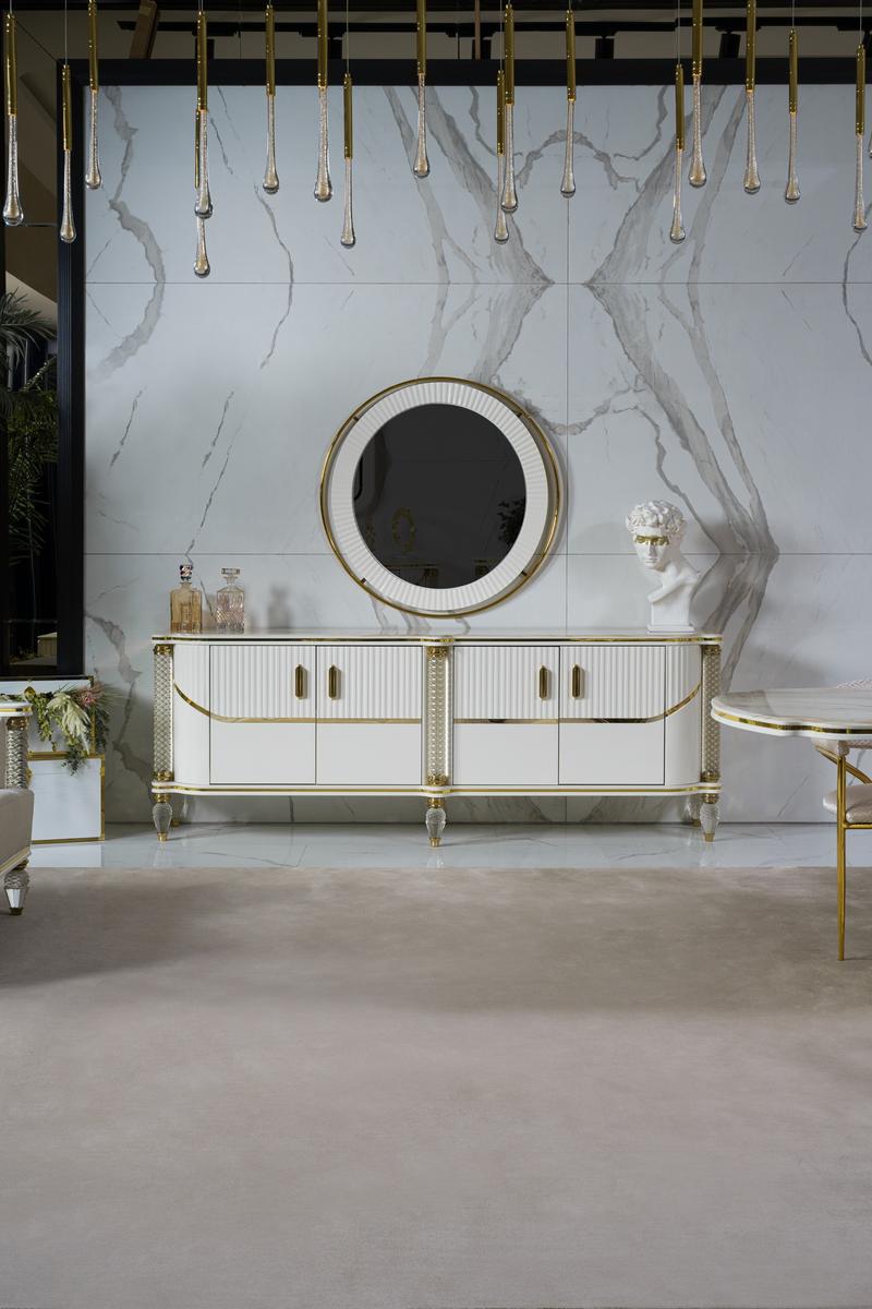 Sideboard Cabinet High Gloss Furniture Wood Luxury Chest of Drawers With Mirror Luxury