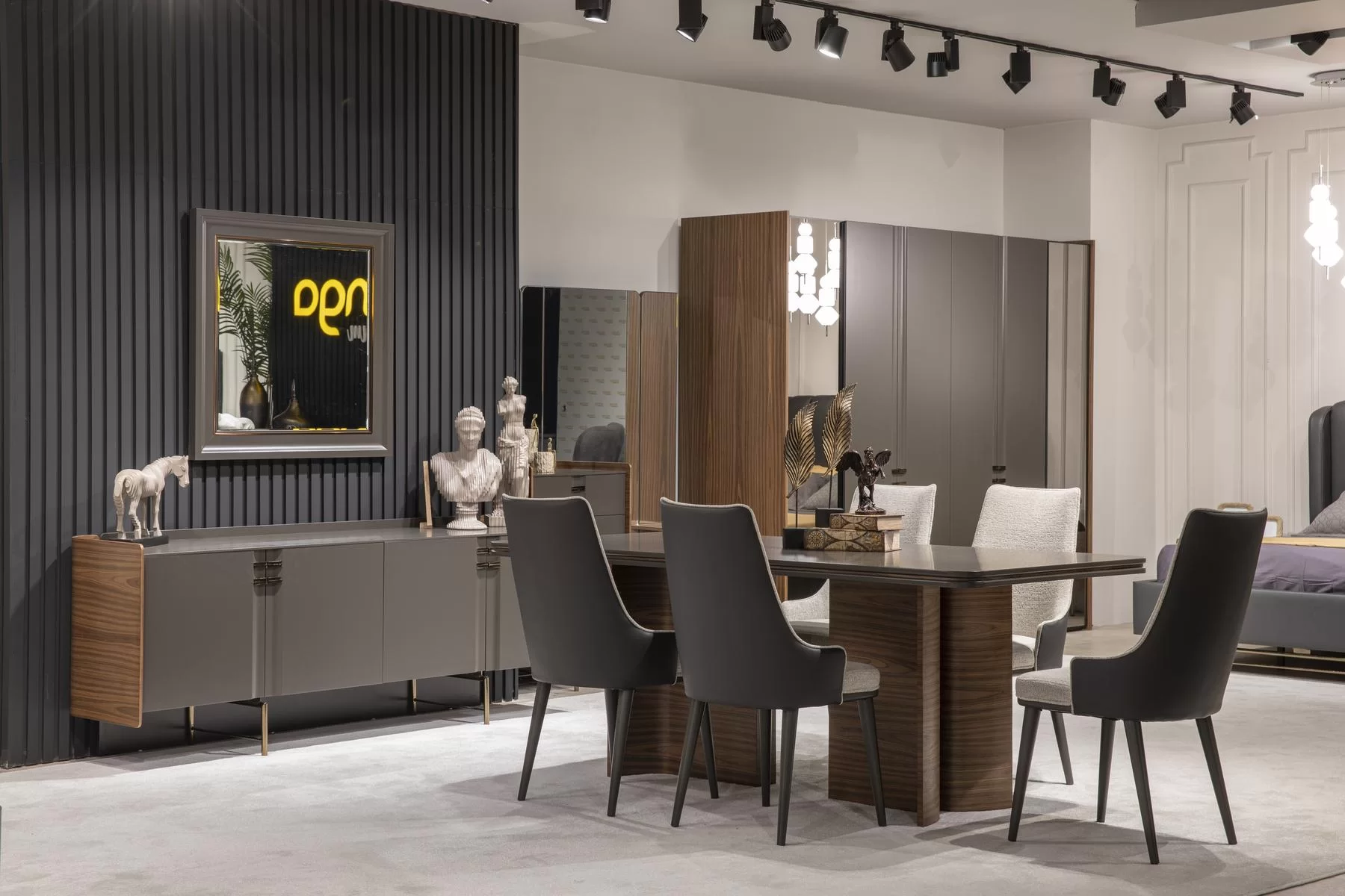 Luxury Dining Room Set Dining Table 6x Chairs Sideboard Dining Set 8 pcs.