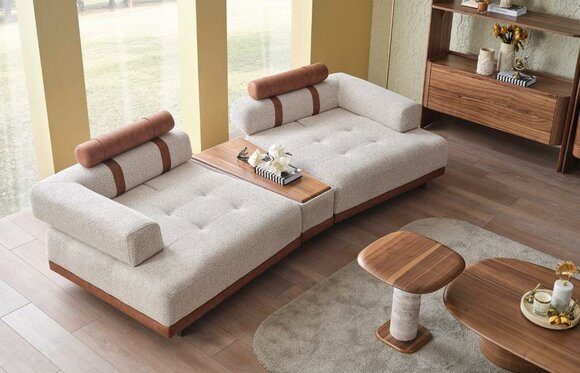 Modern beige sofa 3 seat luxury living room furniture design three seater style