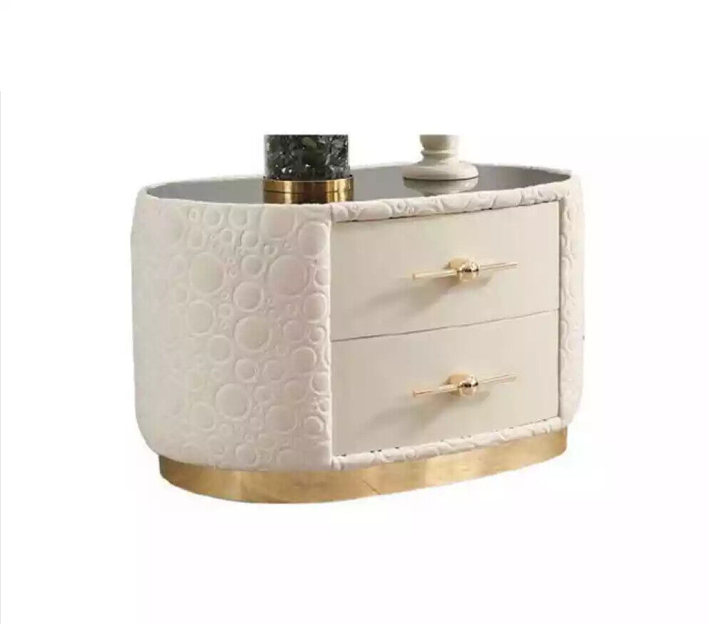 Bedside Table White Design Nightstand Night Console