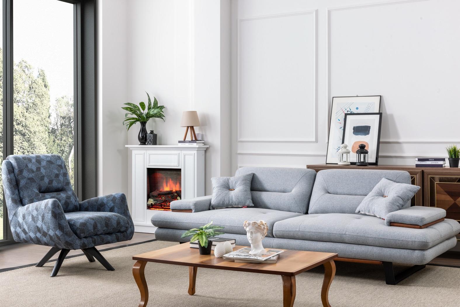 Modern Sofa Set 3+1 Seater Living Room Luxury Gray Couch Set Sets