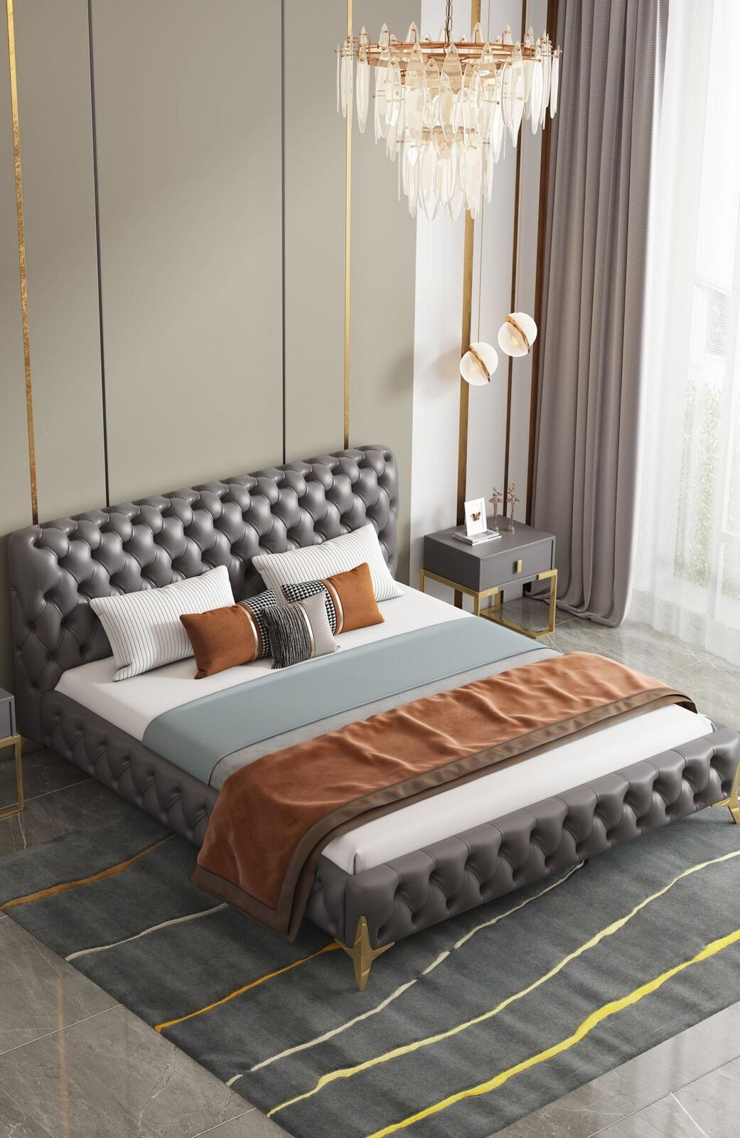 Chesterfield bed upholstery design luxury double hotel beds luxury hotel new