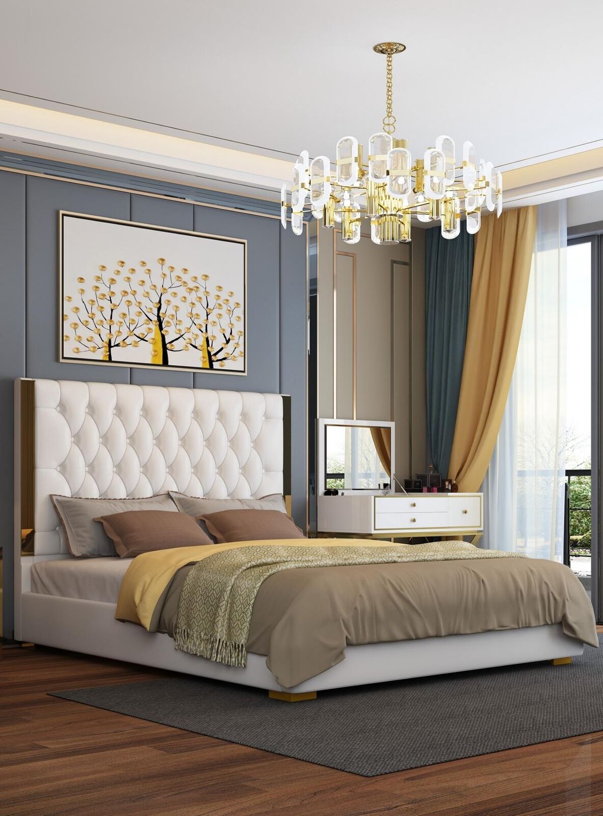 Double Hotel Beds Bedroom Leather Modern Bed Upholstery