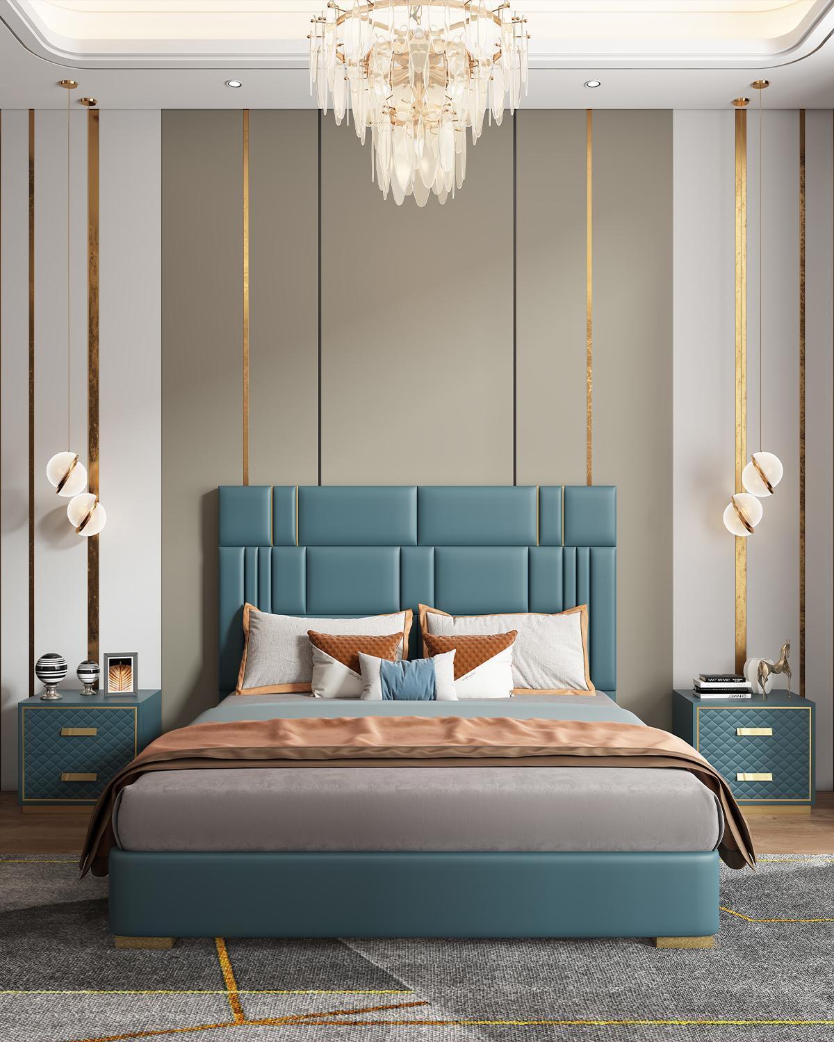Luxury Bedroom Bed Design Upholstered Double Hotel Beds Furniture 180x200