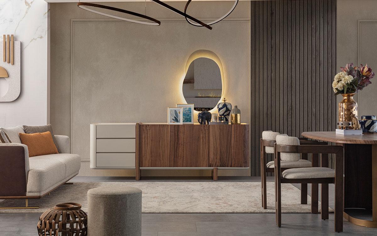 Sideboard Cabinet High Gloss Furniture Wood Sideboard With Mirror Luxury