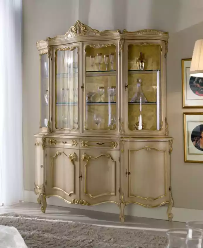 Classic Showcase Furniture Living Room Cabinets Cabinet Glass Cabinet Wood