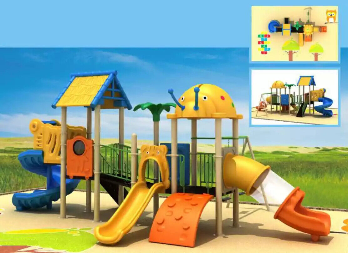 Large children\'s playground Colourful slides Spacious outdoor tower