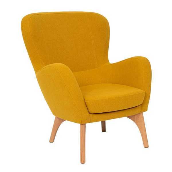 Yellow designer armchair upholstered living room lounge chair noble single seater