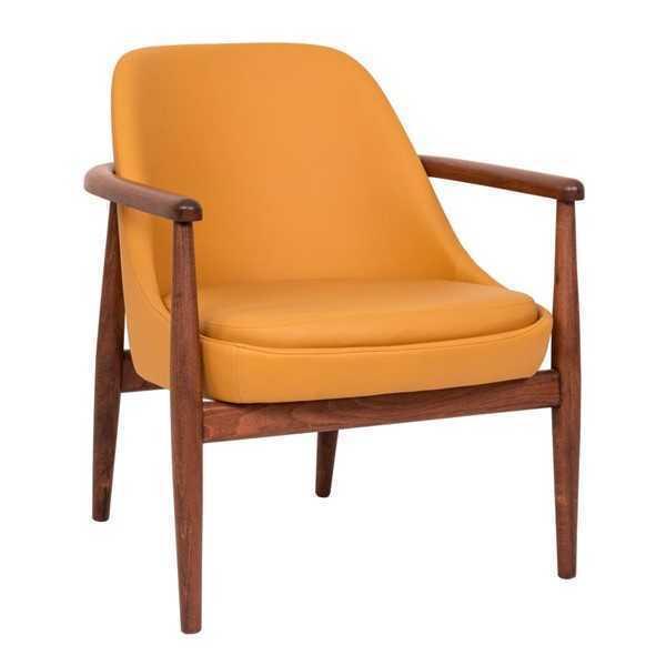 Designer Orange Upholstered Chair Dining Room Chairs Wooden Frame Single Seater