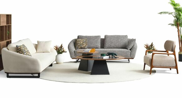Luxury mansion furniture grey chesterfield sofa set fabric sofas textile 4+3+1