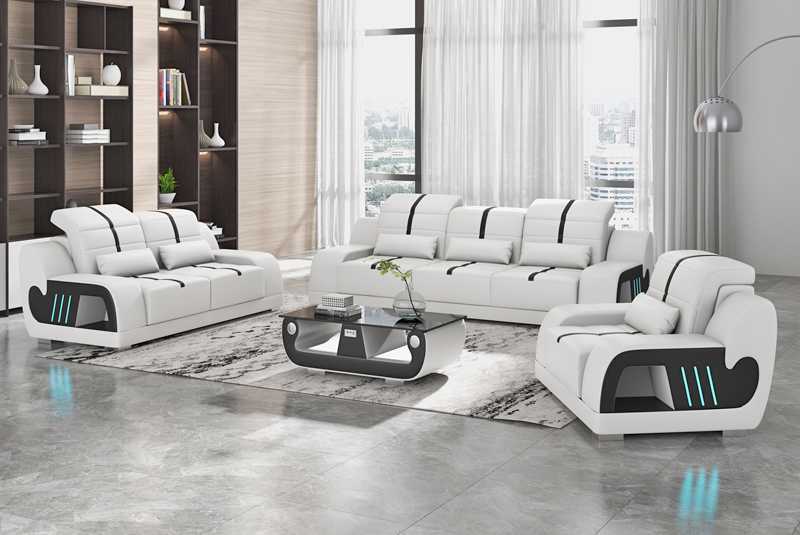 Couch set luxury sofa set complete white faux leather sofa 321