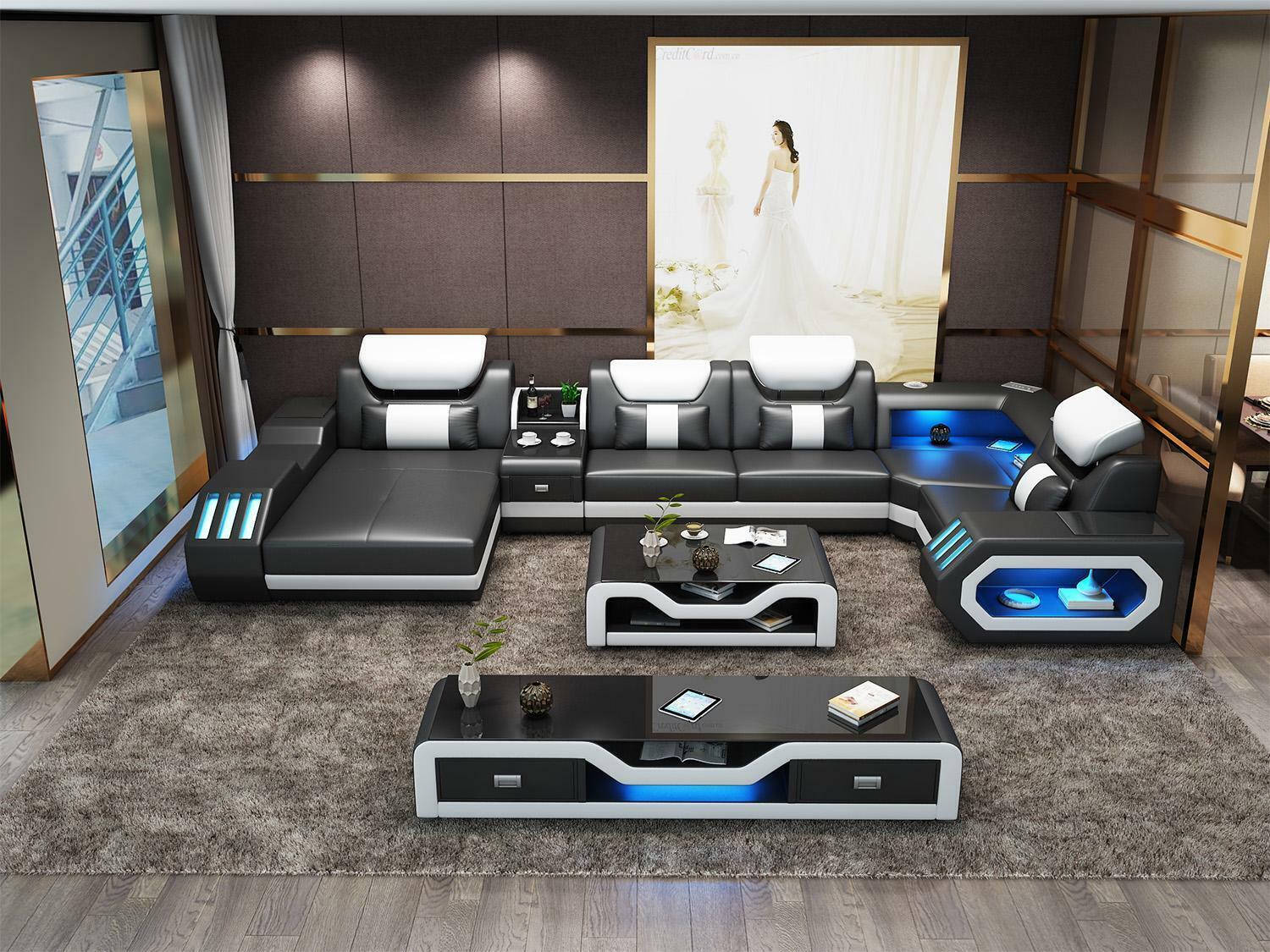 Modern design living area corner sofa sofa couch upholstery RTV coffee table