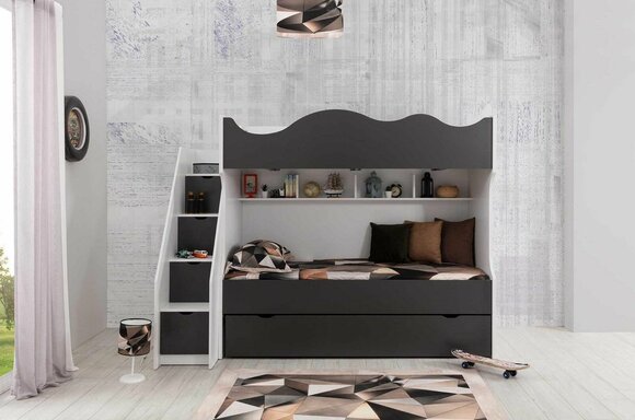 Bunk bed bed children\'s bed children\'s furniture gray set modern children