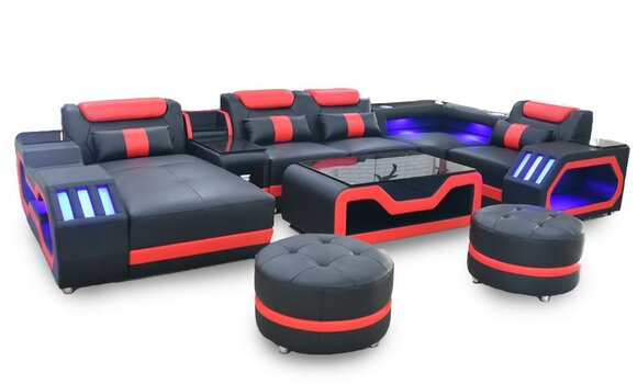 Designer living room set consists of 4 pieces. modern set of black color illuminated