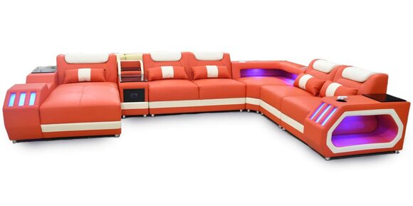 Corner sofa U-shape orange living area couch upholstered corner sofa modern