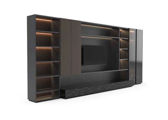 Modern wall unit, living room wall unit, modern brown wooden cupboard
