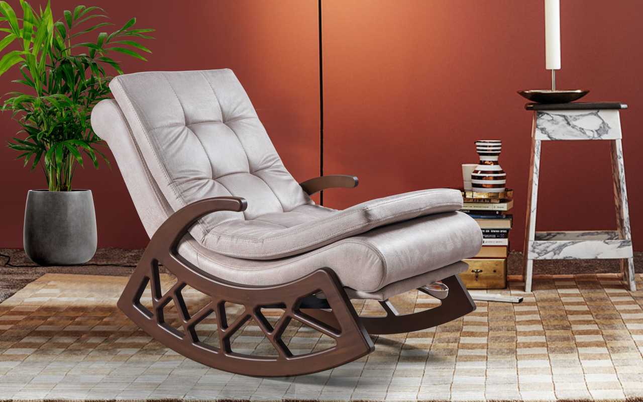 Modern Wooden Rocking Chair Elegant Living Room Relax Furniture Wooden Frame New