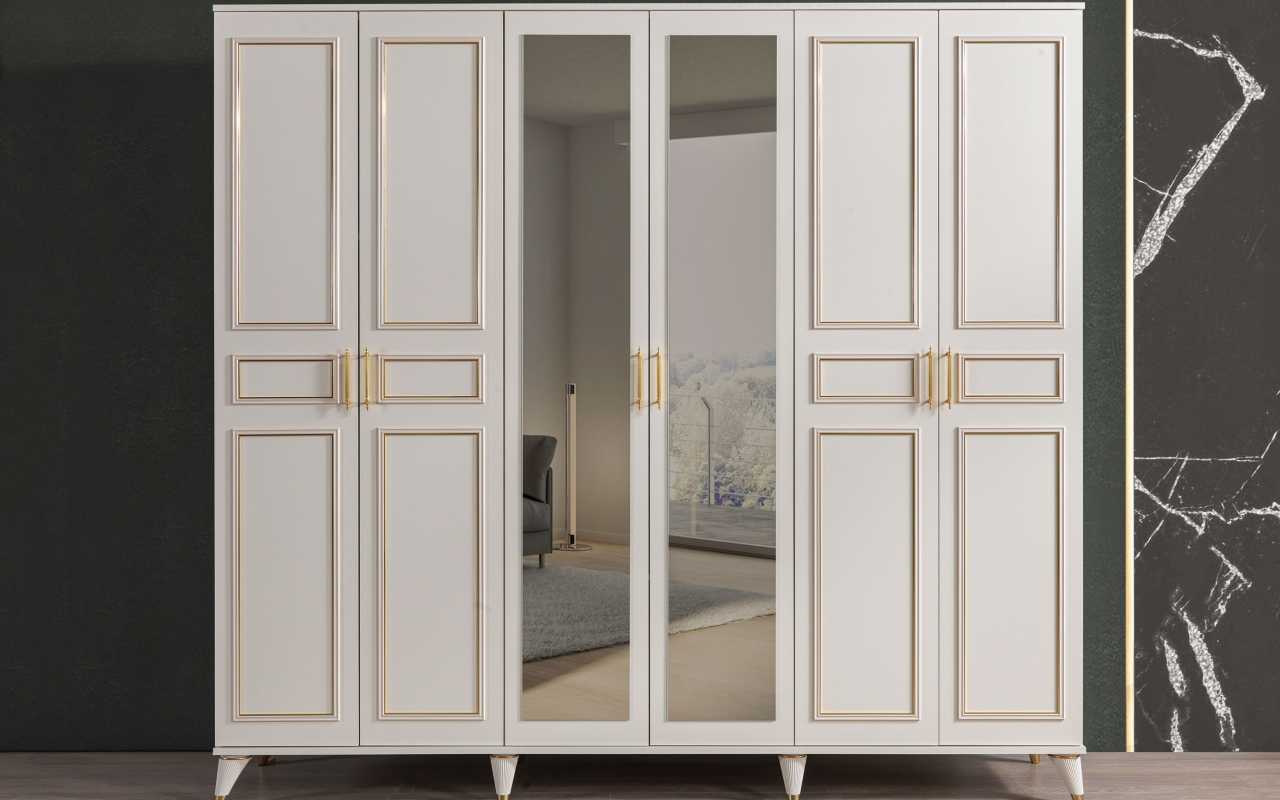 White Wardrobe Glass Cabinet Bedroom Designer Wooden Furniture New