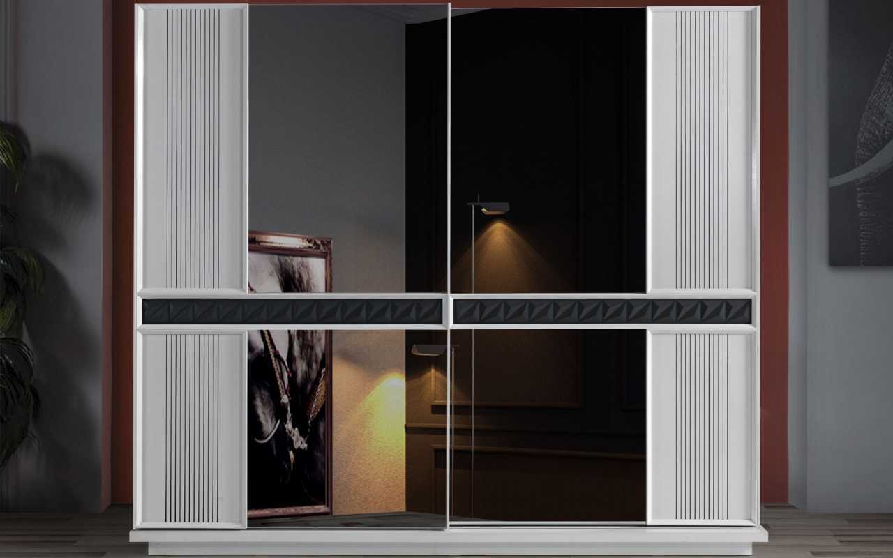 White-Brown Wardrobe Exclusive Wooden Cabinet Bedroom Furniture
