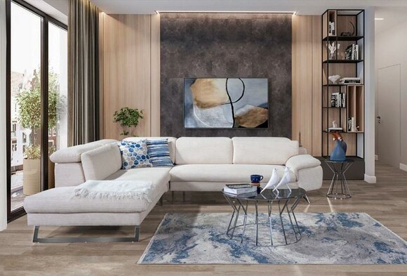White Corner Upholstered Sofa L Shape Sofas Living Room Modern Living Landscapes