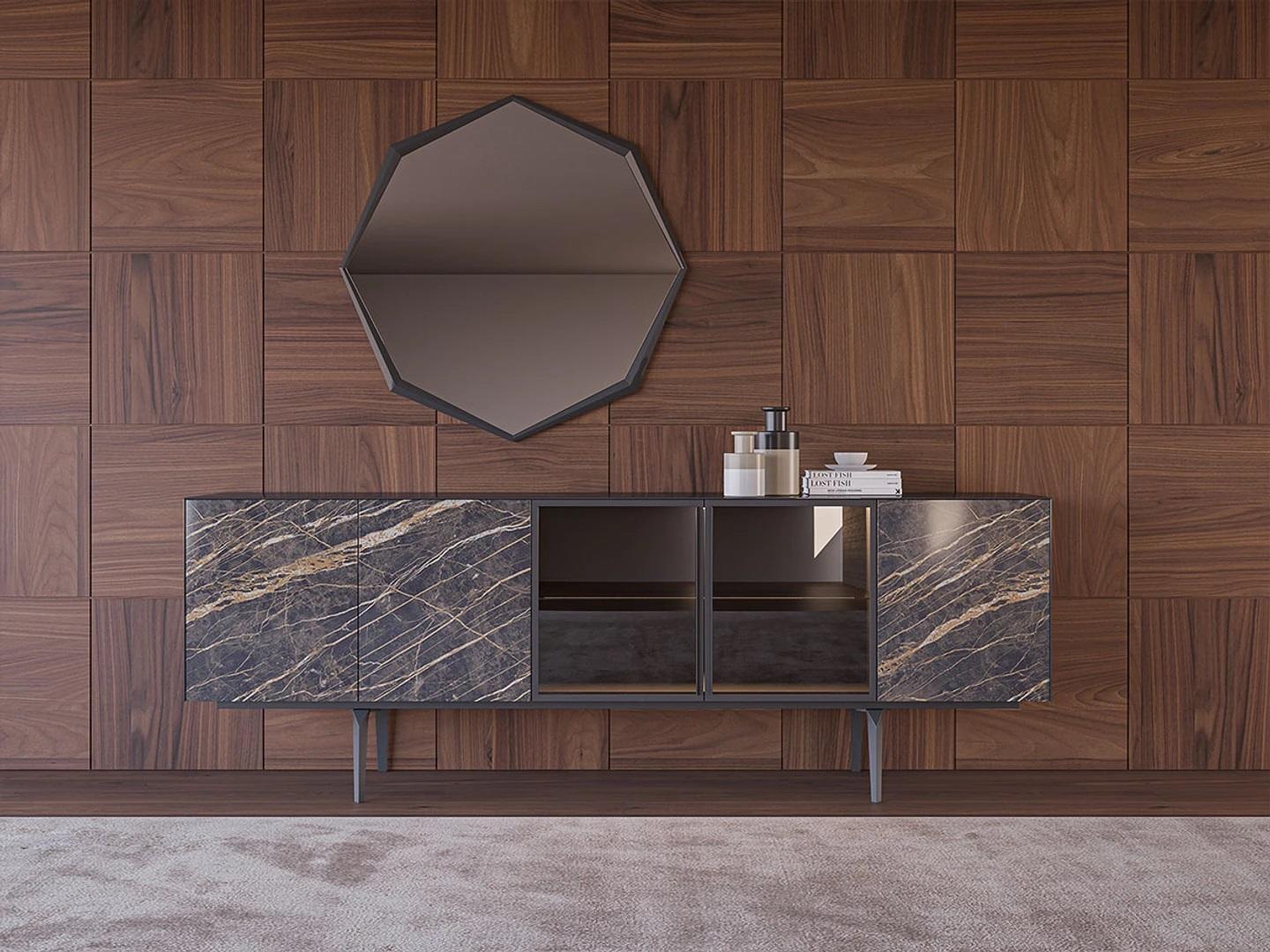 Sideboard with mirror luxury furnishings dining room complete set modern furniture