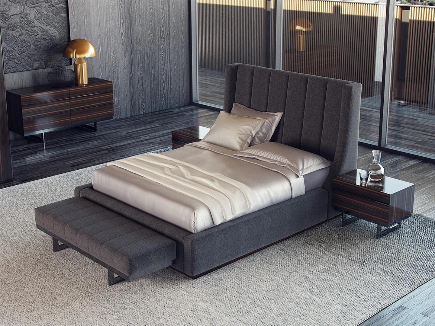 Design complete 5-piece bedroom luxury furniture double bed 2x bedside tables