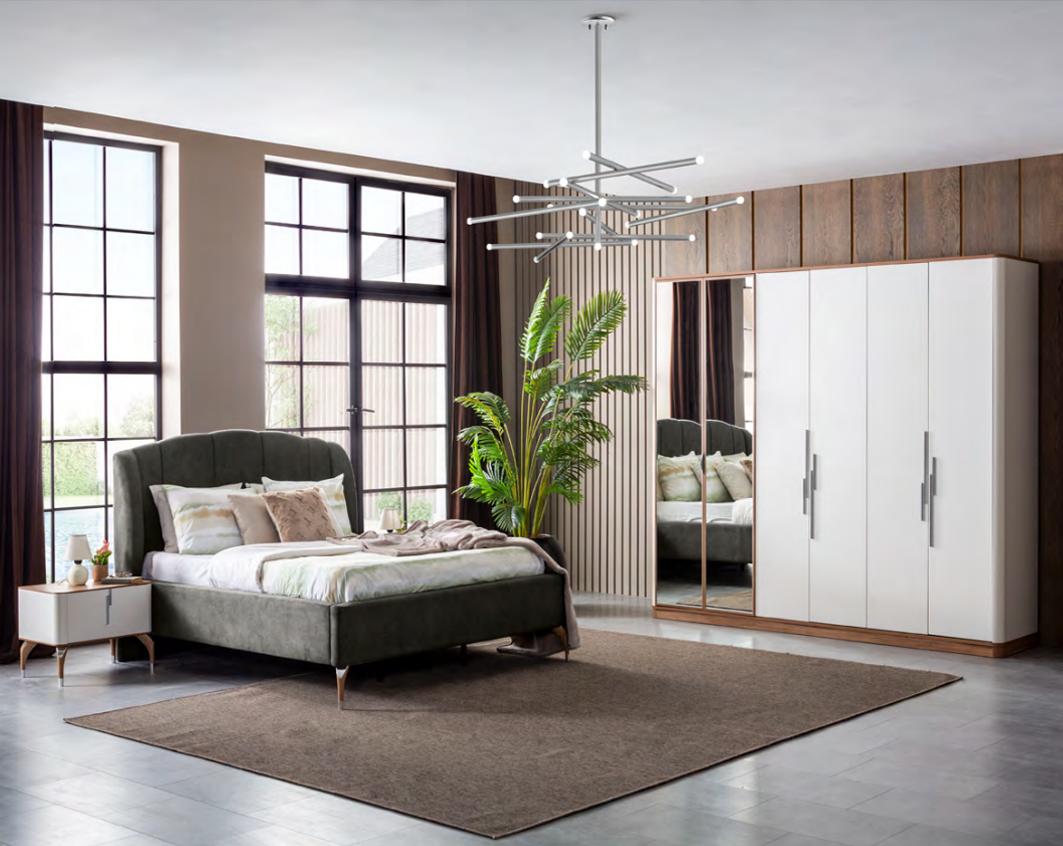 Bedroom set luxury complete bed 2x bedside table wardrobe