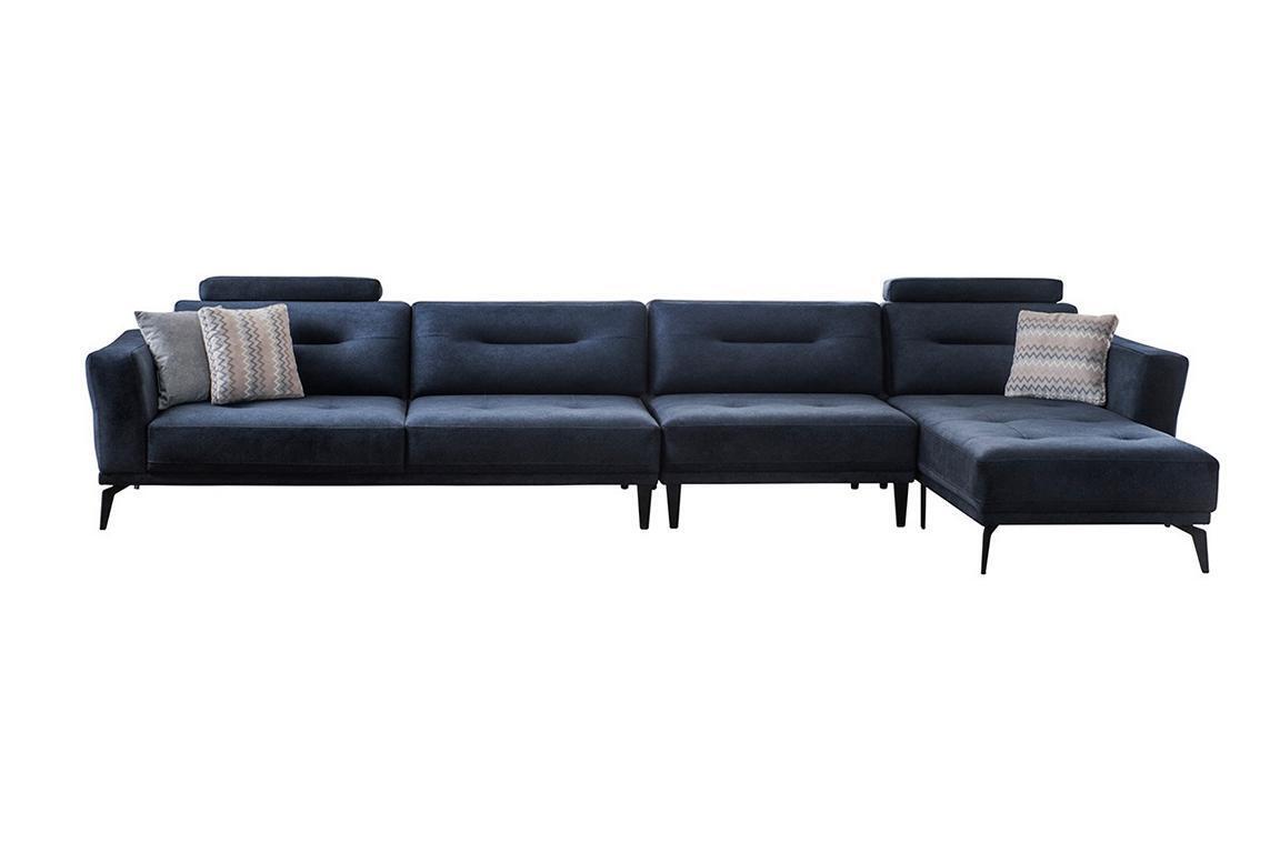 Solid living room L-shaped dark blue corner sofa modern luxury design