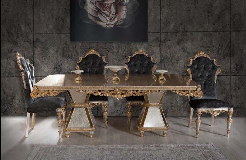 French dining set sofa 4x chairs dining room set furniture 5 pieces. set