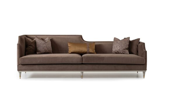 Fabric Sofa Four Seater Sofa 4 Seater Brown Sofas Living Room Upholstered Sofa