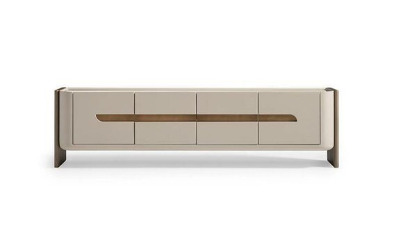 Sideboard RTV Lowboard TV Stand Beige Wood Living Room Cabinet Modern