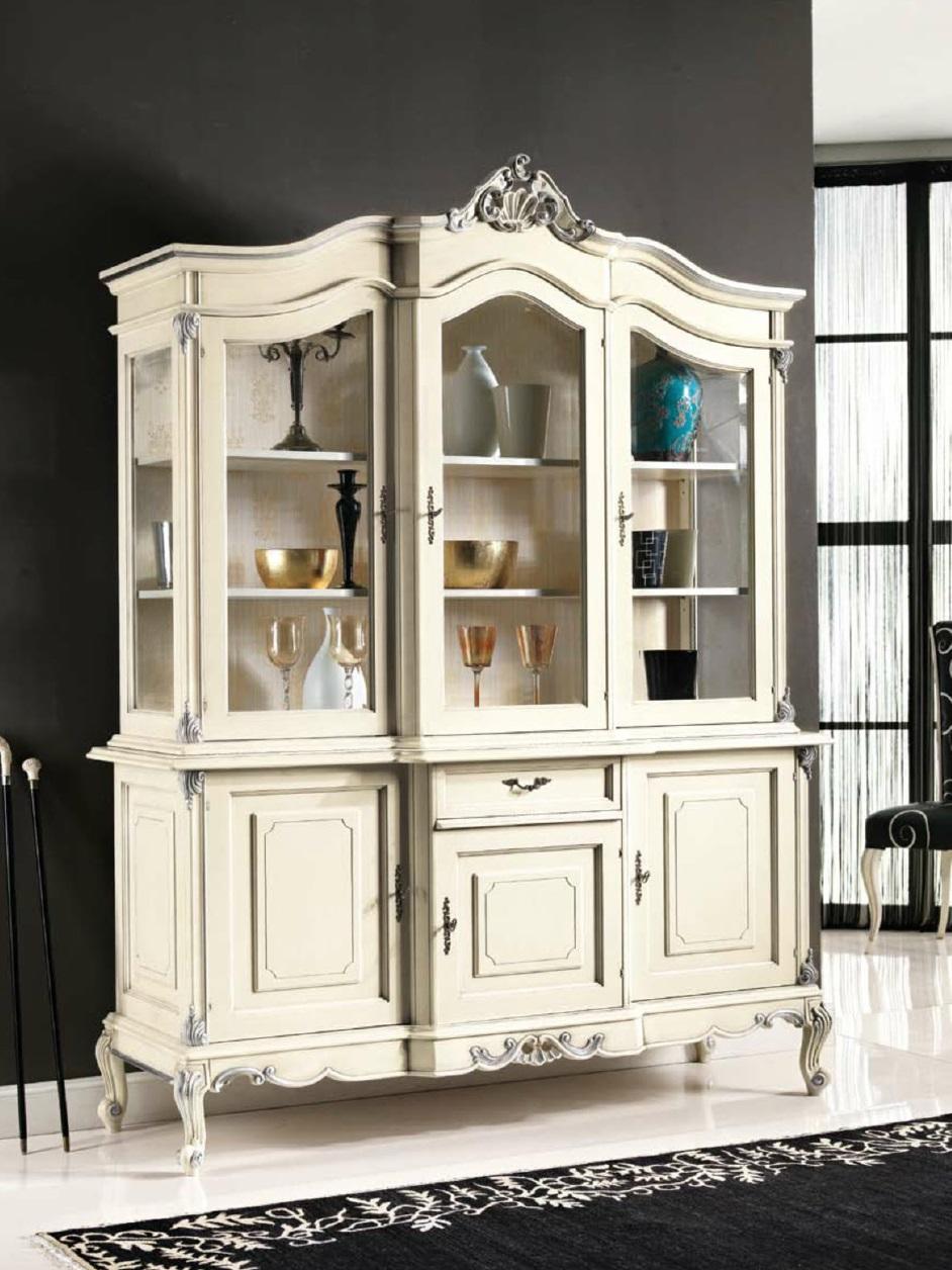 White Display Cabinet Italian Luxury Furniture Glass Display Cabinets Sideboard Cupboard