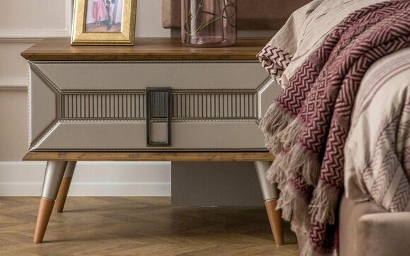 Complete bedside tables nightstands nightstands wood 2-piece gray