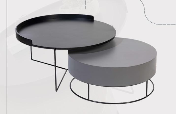 Round set of 2x coffee tables gray coffee table side table living room tables